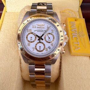 Invicta Gold and Silver Chronograph Watch